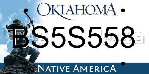 BS5S558 Oklahoma License Plate