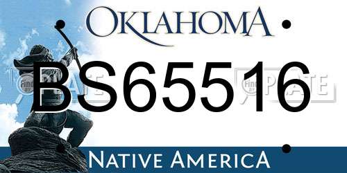 BS65516 Oklahoma License Plate