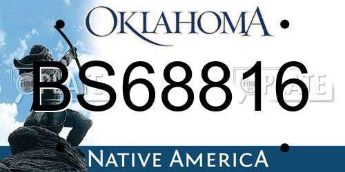 BS68816 Oklahoma License Plate