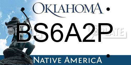 BS6A2P Oklahoma License Plate