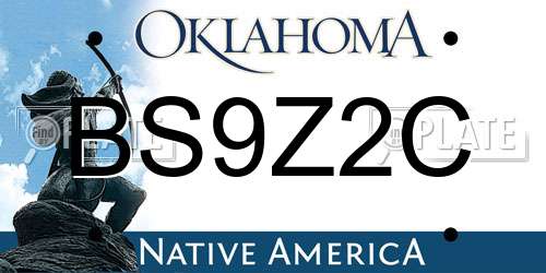 BS9Z2C Oklahoma License Plate
