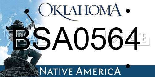 BSA0564 Oklahoma License Plate