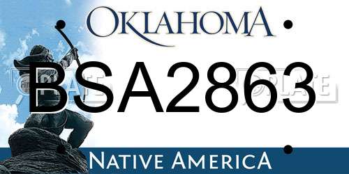 BSA2863 Oklahoma License Plate