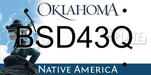 BSD43Q Oklahoma License Plate