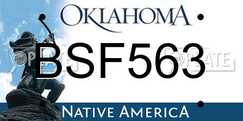 BSF563 Oklahoma License Plate