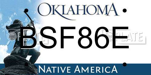 BSF86E Oklahoma License Plate