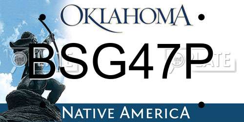 BSG47P Oklahoma License Plate