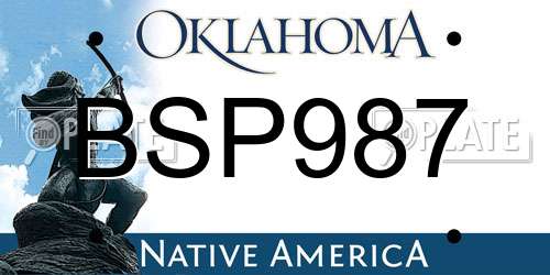 BSP987 Oklahoma License Plate
