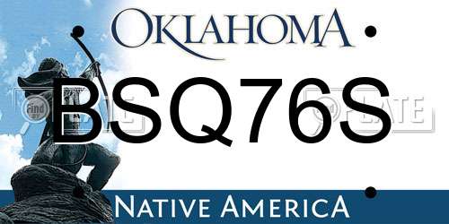 BSQ76S Oklahoma License Plate