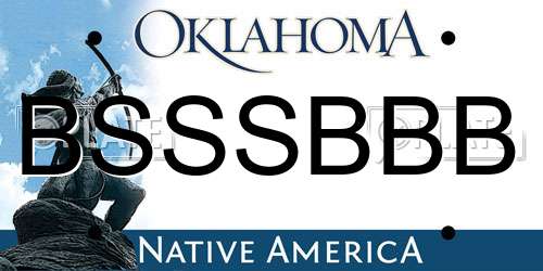 BSSSBBB Oklahoma License Plate
