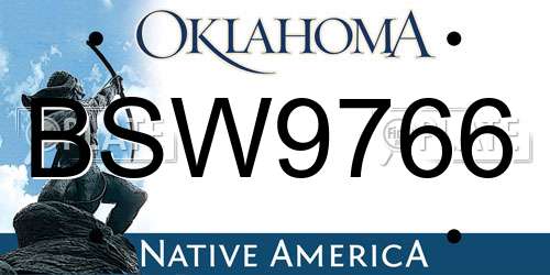 BSW9766 Oklahoma License Plate