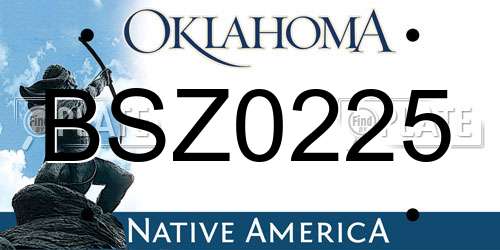 BSZ0225 Oklahoma License Plate