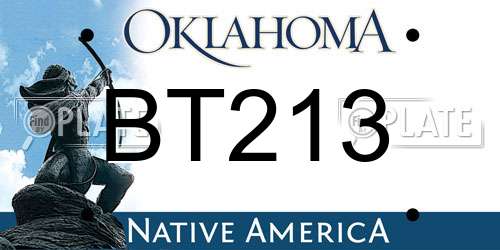 BT213 Oklahoma License Plate