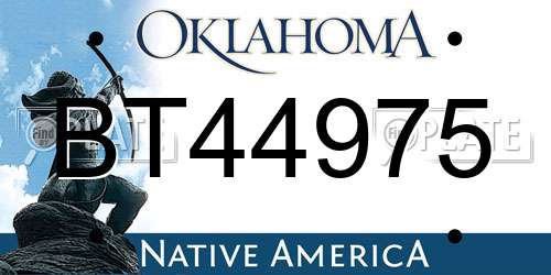BT44975 Oklahoma License Plate