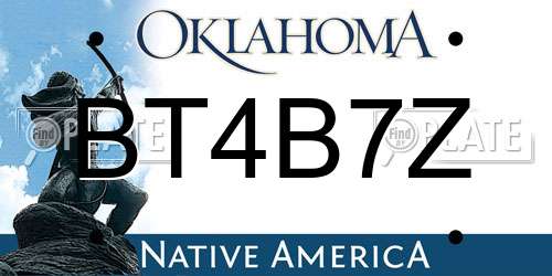 BT4B7Z Oklahoma License Plate