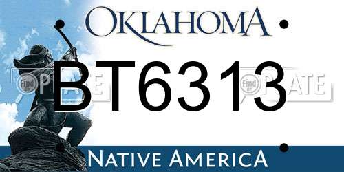 BT6313 Oklahoma License Plate