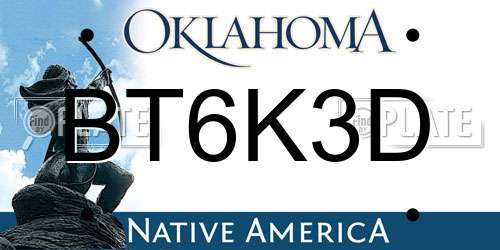 BT6K3D Oklahoma License Plate