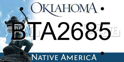 BTA2685 Oklahoma License Plate