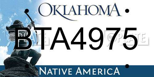 BTA4975 Oklahoma License Plate