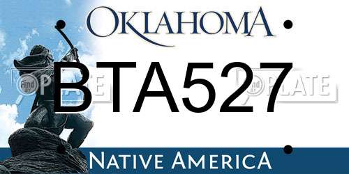 BTA527 Oklahoma License Plate
