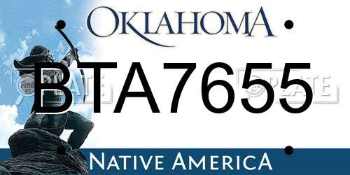 BTA7655 Oklahoma License Plate