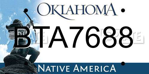 BTA7688 Oklahoma License Plate