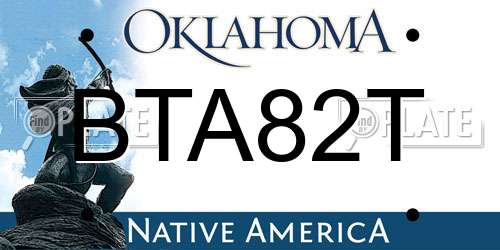 BTA82T Oklahoma License Plate