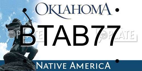 BTAB77 Oklahoma License Plate