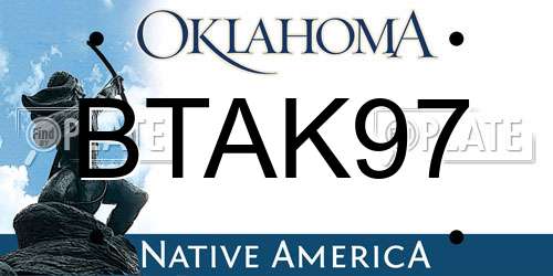 BTAK97 Oklahoma License Plate