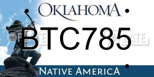 BTC785 Oklahoma License Plate