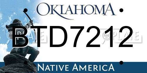 BTD7212 Oklahoma License Plate