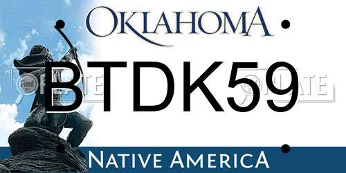 BTDK59 Oklahoma License Plate
