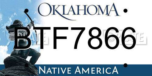 BTF7866 Oklahoma License Plate