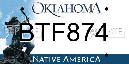 BTF874 Oklahoma License Plate