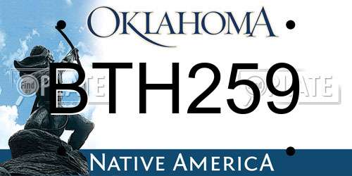 BTH259 Oklahoma License Plate