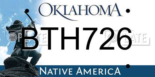 BTH726 Oklahoma License Plate
