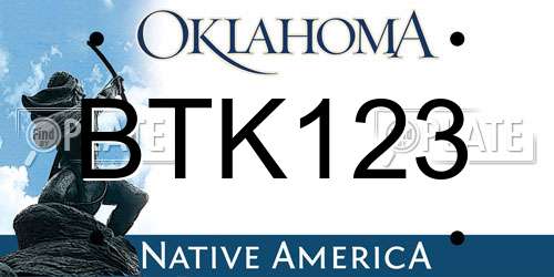 BTK123 Oklahoma License Plate