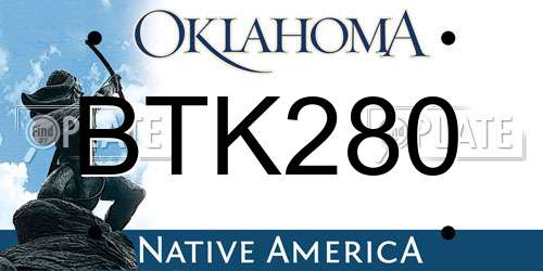 BTK280 Oklahoma License Plate