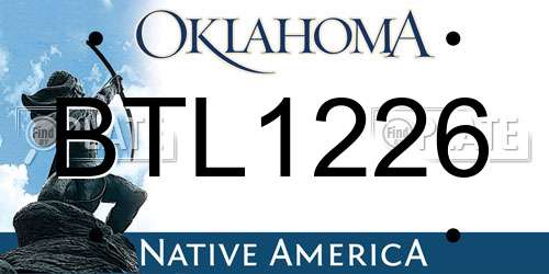 BTL1226 Oklahoma License Plate