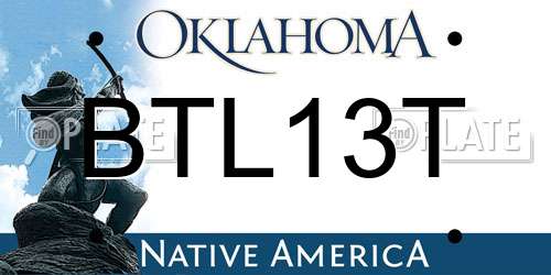 BTL13T Oklahoma License Plate