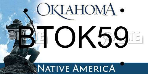 BTOK59 Oklahoma License Plate
