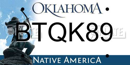 BTQK89 Oklahoma License Plate