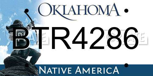 BTR4286 Oklahoma License Plate