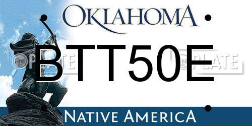 BTT50E Oklahoma License Plate