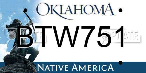 BTW751 Oklahoma License Plate