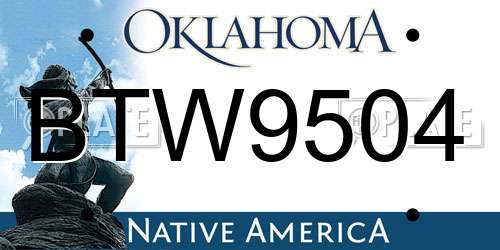 BTW9504 Oklahoma License Plate