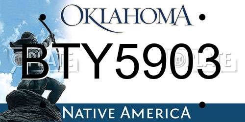 BTY5903 Oklahoma License Plate