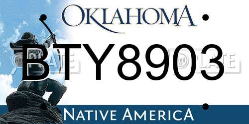 BTY8903 Oklahoma License Plate