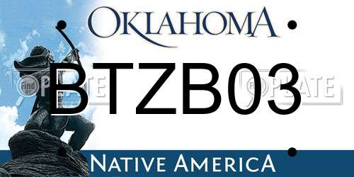 BTZB03 Oklahoma License Plate