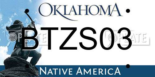 BTZS03 Oklahoma License Plate